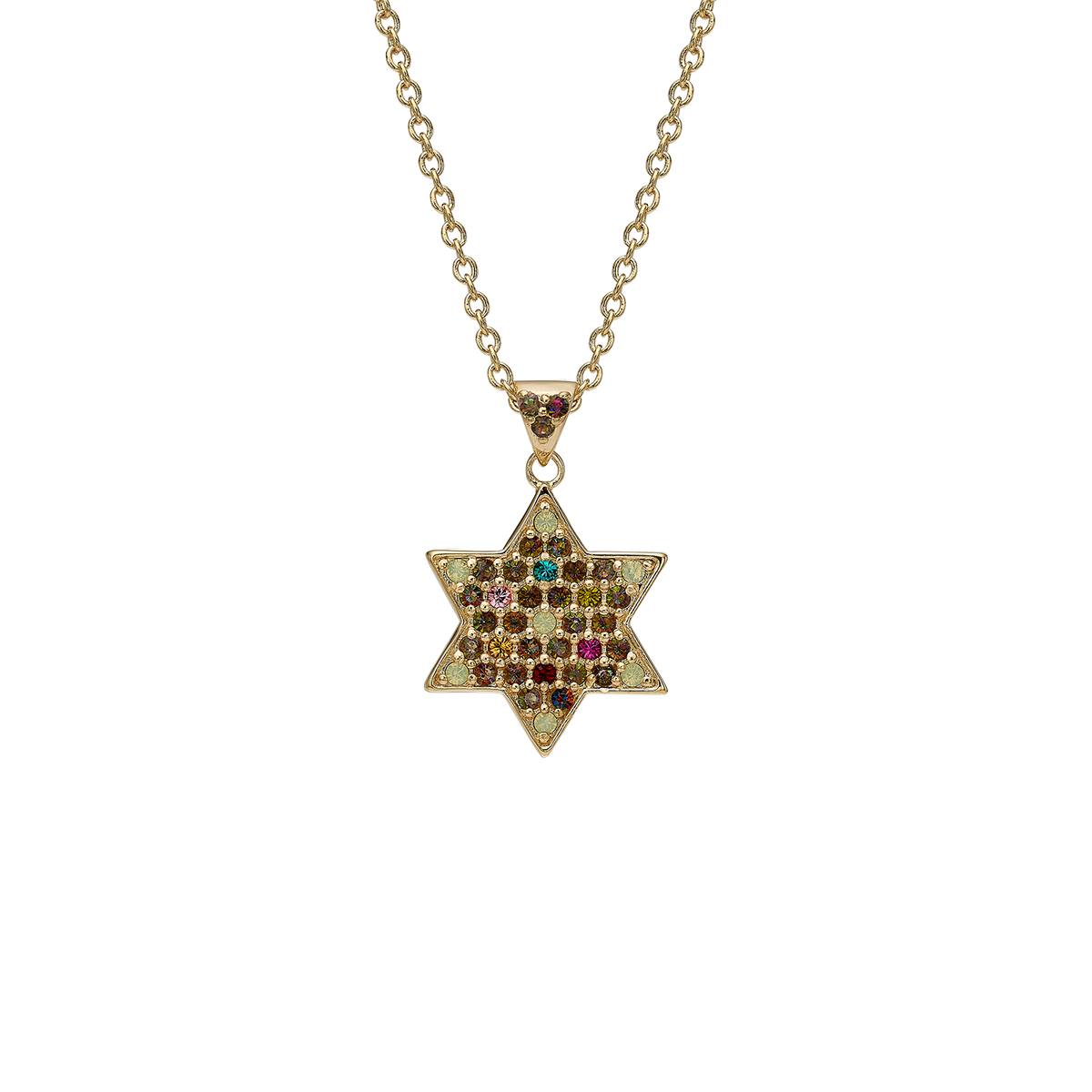 18K Gold Plated Star of David Necklace with Zirconia Stones