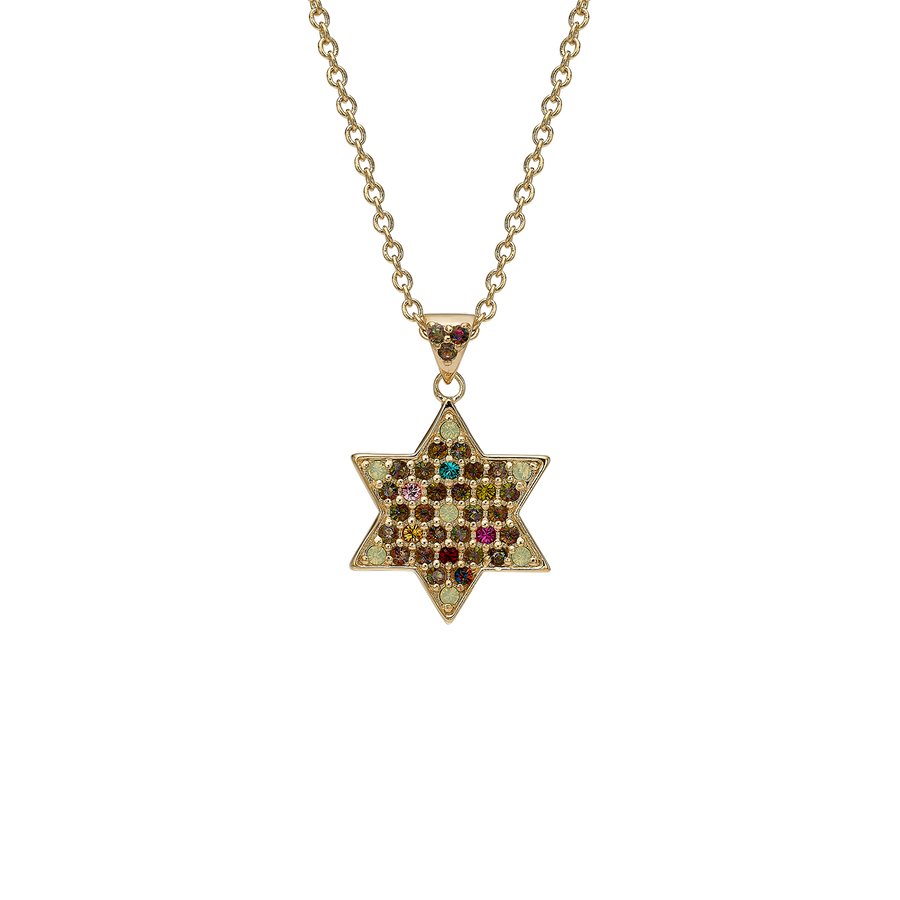 18K Gold Plated Star of David Necklace with Zirconia Stones