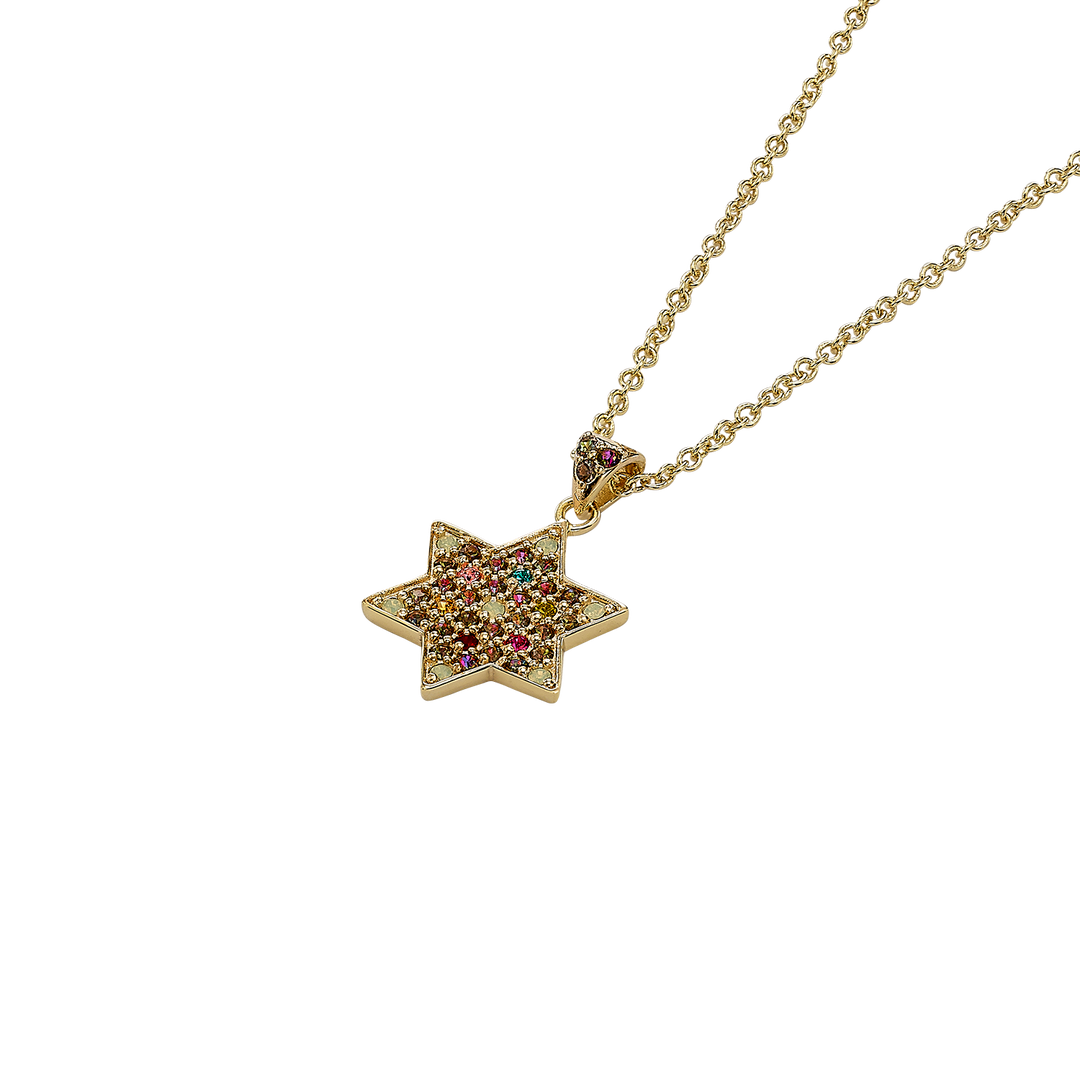 18K Gold Plated Star of David Necklace with Zirconia Stones - 3