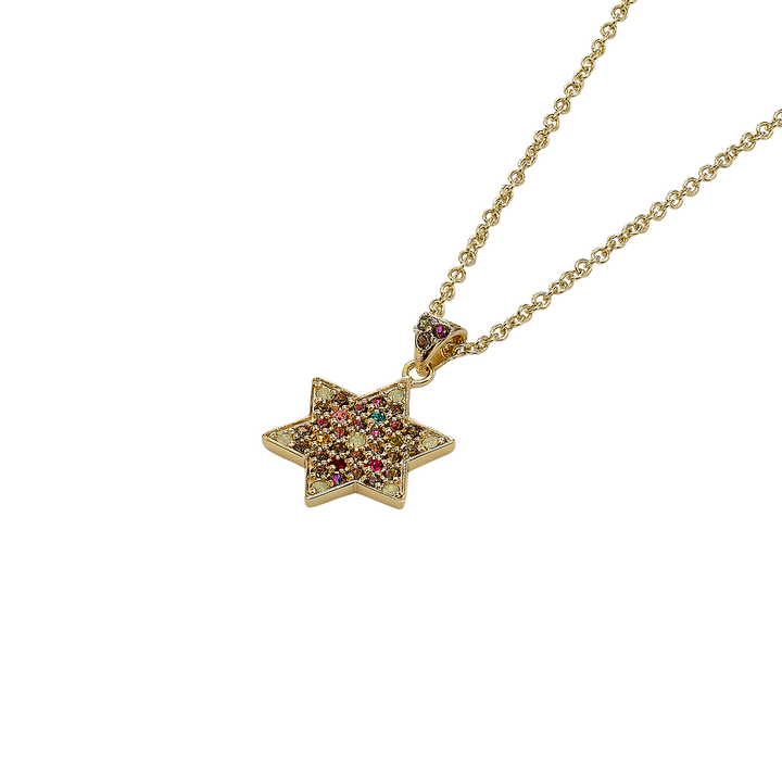 18K Gold Plated Star of David Necklace with Zirconia Stones - 3