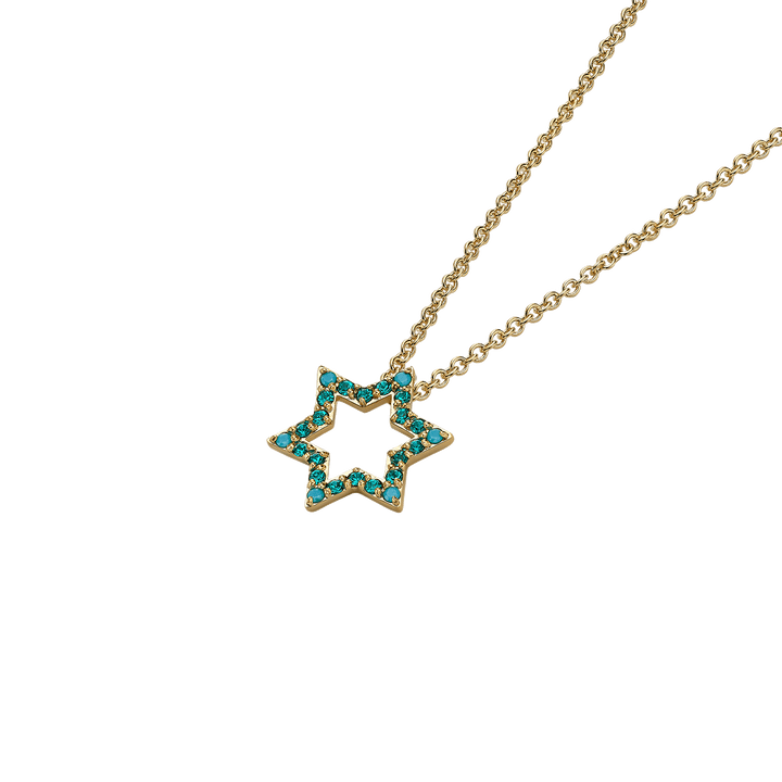 18K Gold Plated Star of David Necklace with Blue Zirconia Stones - 3