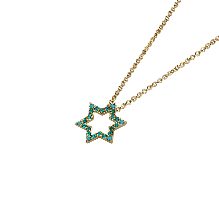 שרשרת מגן דוד בציפוי 18K זהב בשיבוץ אבני זרקוניה כחולות