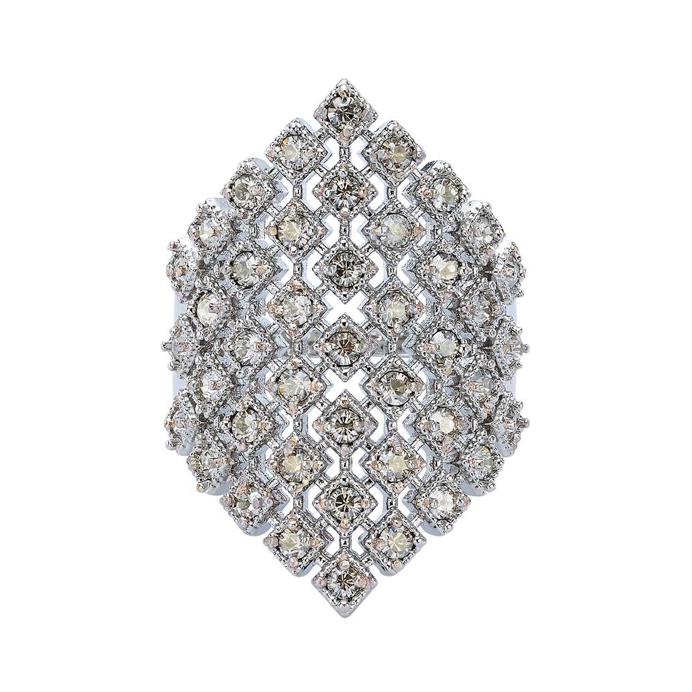 Rhodium Plated Ring with Diamond-Shape & Swarovski - Volver - 2