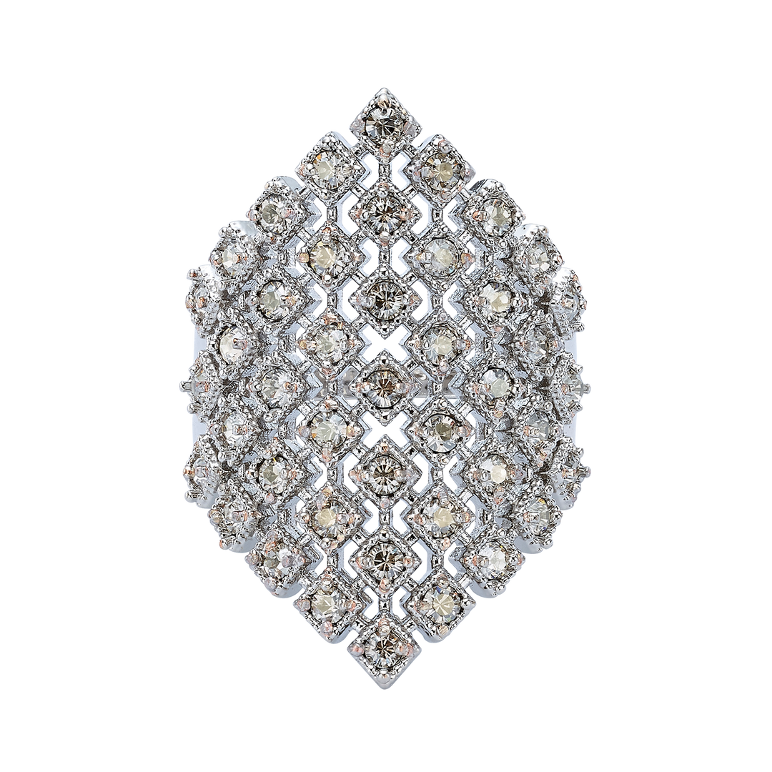 Rhodium Plated Ring with Diamond-Shape &amp; Swarovski - Volver - 2