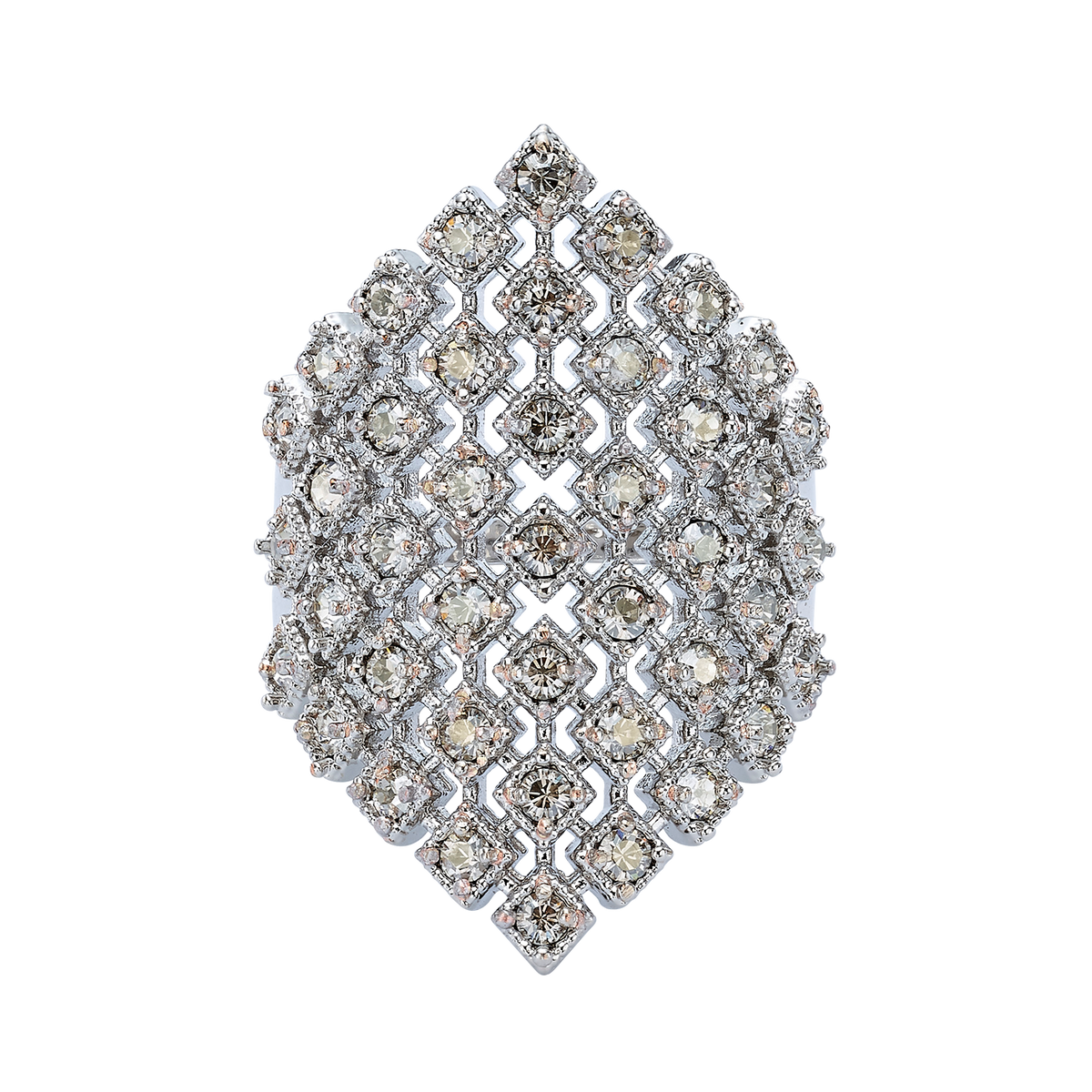 Rhodium Plated Ring with Diamond-Shape & Swarovski - Volver - 2