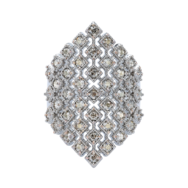 Rhodium Plated Ring with Diamond-Shape &amp; Swarovski - Volver - 2