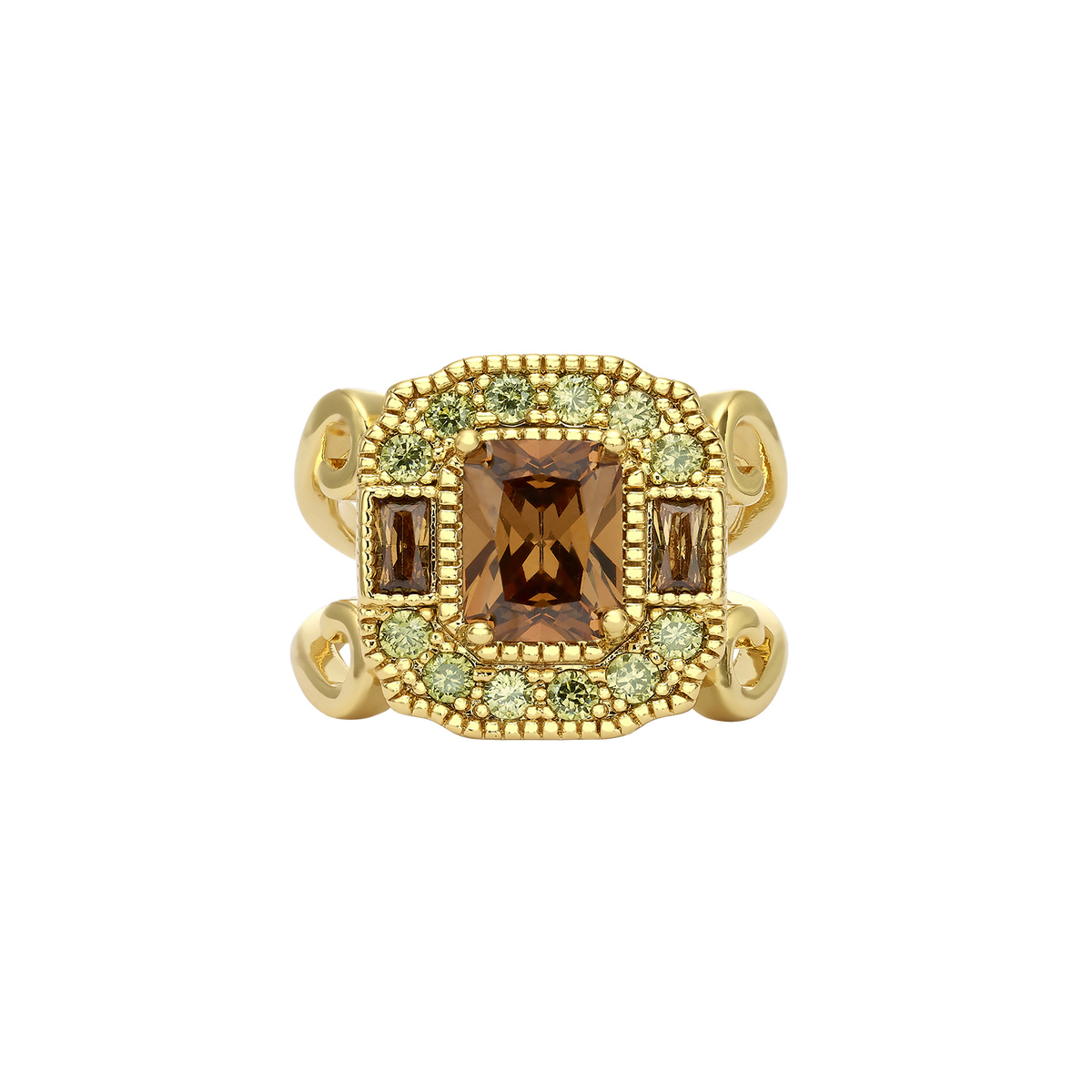 18K Gold Plated Rectangle Ring with Zirconia - Volver - 2