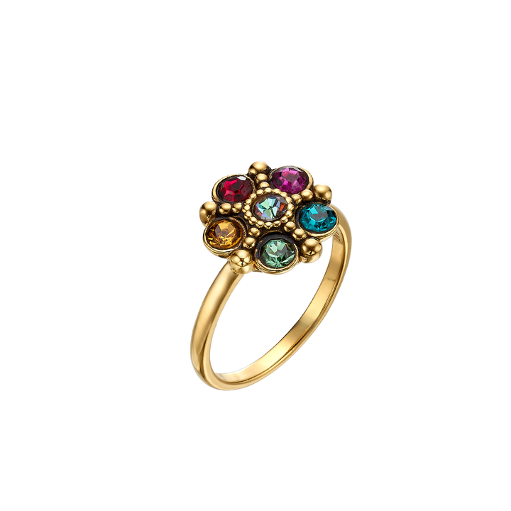 Colorful Swarovski crystal flower ring – Bloom