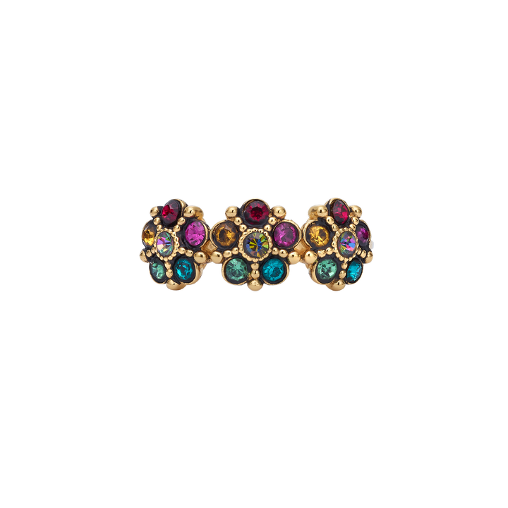 3-Flower Ring with Colorful Swarovski Stone Setting – Bloom