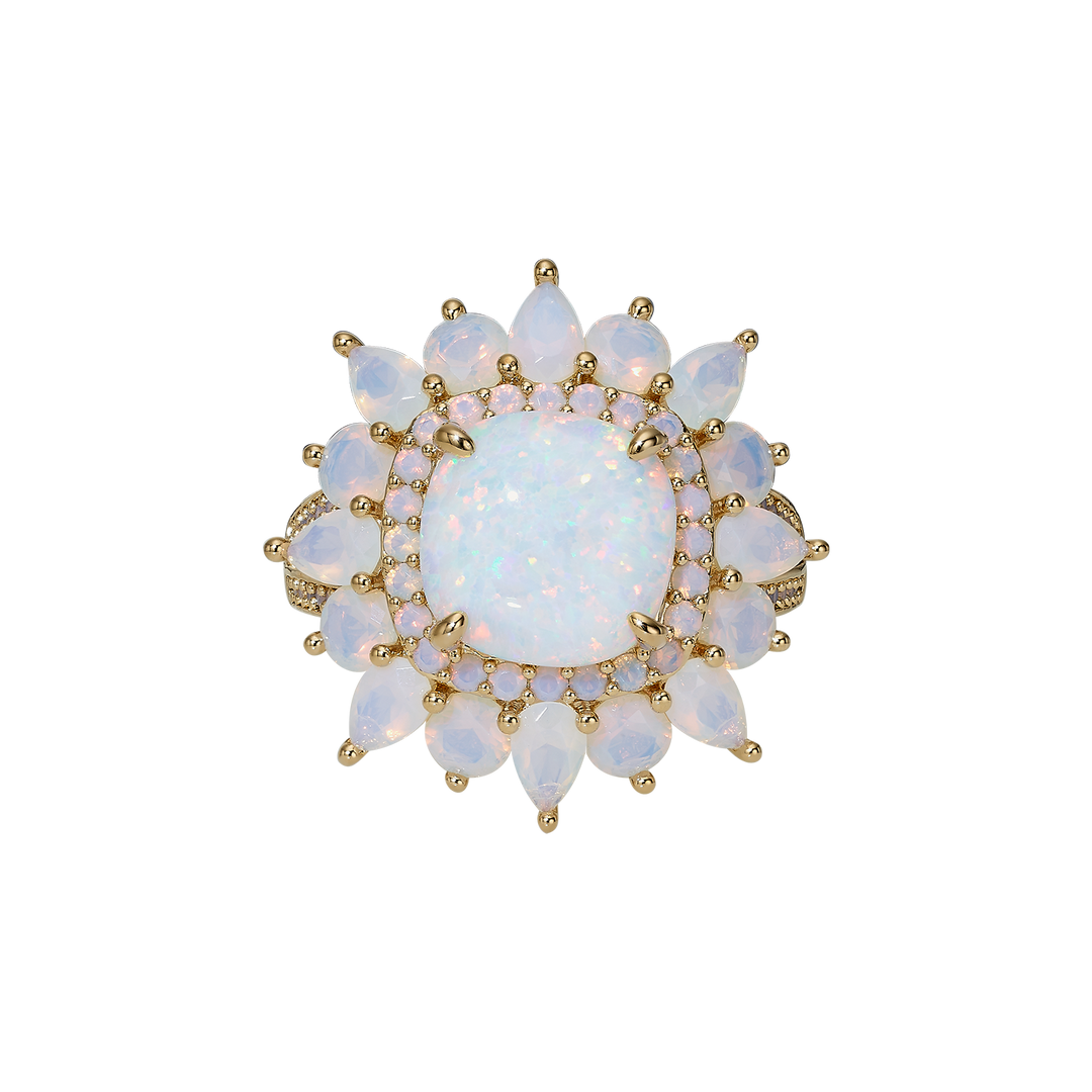 18K Gold Plated Ring with Synthetic Opal - Treasure - 3