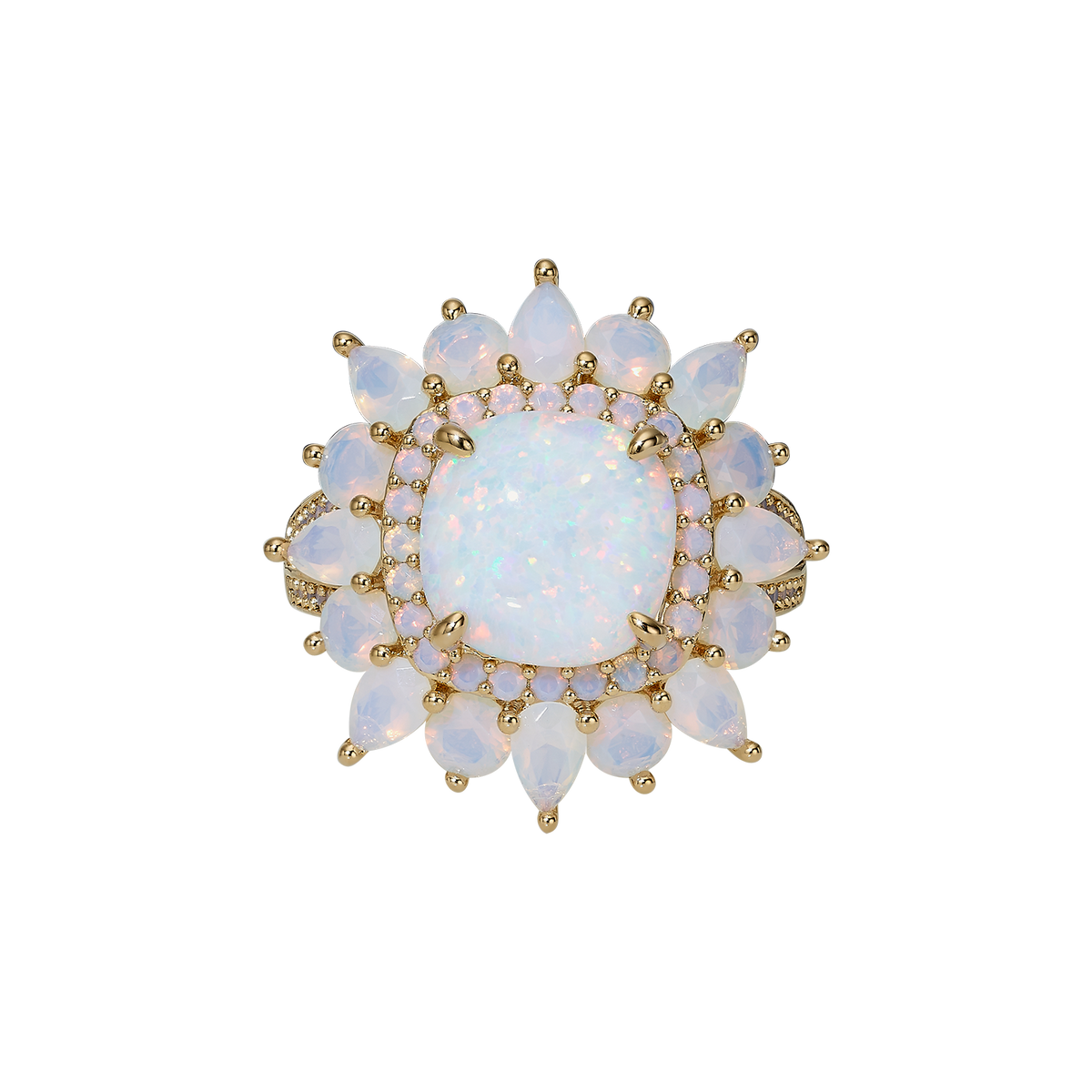 18K Gold Plated Ring with Synthetic Opal - Treasure - 3