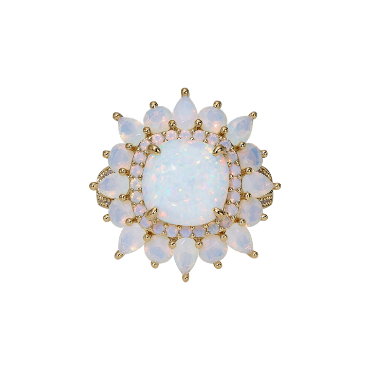 18K Gold Plated Ring with Synthetic Opal - Treasure - 3