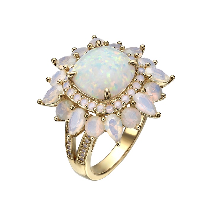 18K gold-plated ring with synthetic opal stones Treasure 
