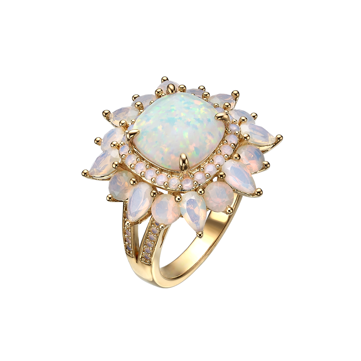 18K Gold Plated Ring with Synthetic Opal - Treasure