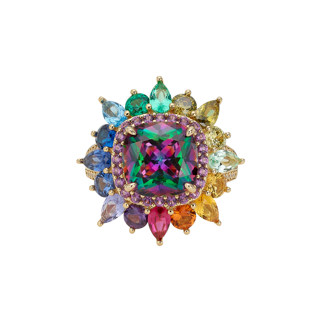 18K gold-plated ring with treasure zircons 