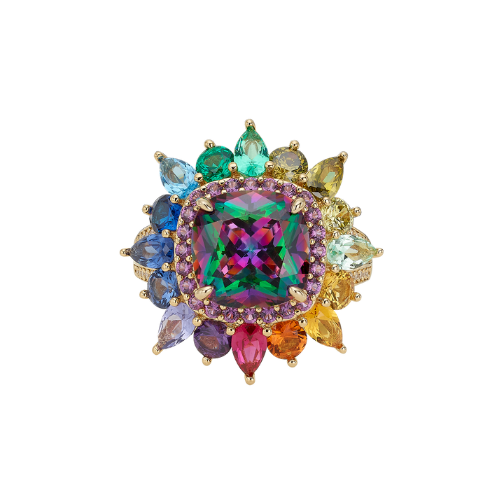 18K gold-plated ring with treasure zircons 