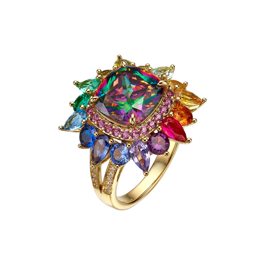 18K Gold Plated Ring with Zirconia - Treasure