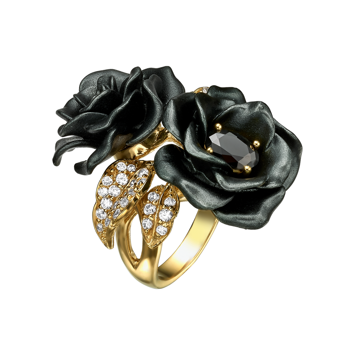 Floral Ring with Nano Ruby & Enamel Finish - Monarchy