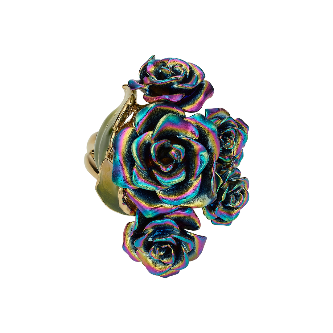 Multicolor Floral Ring with Enamel Finish - Monarchy - 3