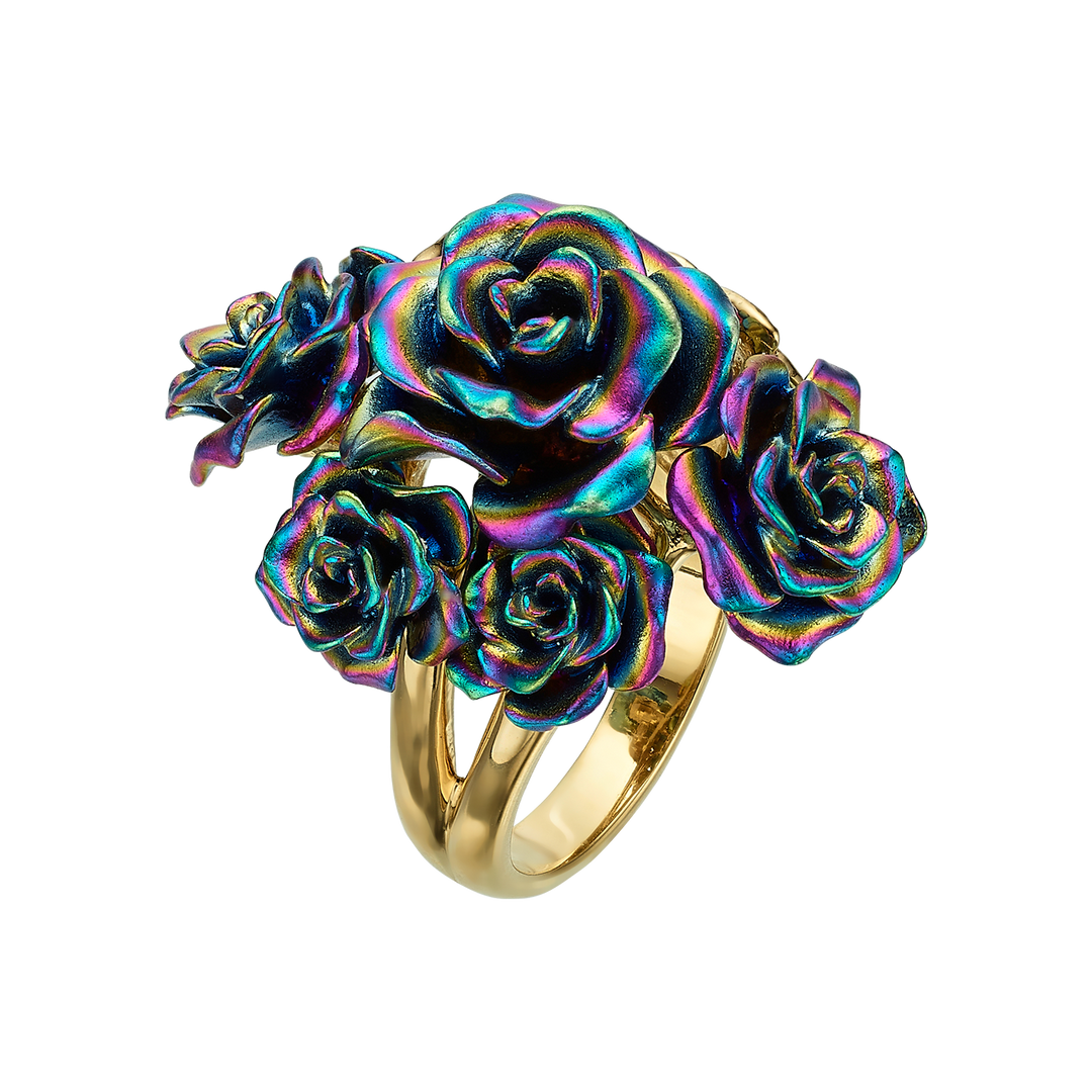 Multicolor Floral Ring with Enamel Finish - Monarchy