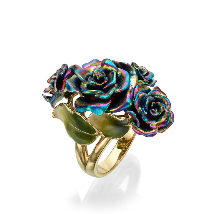 Monarchy enamel multi flower ring 