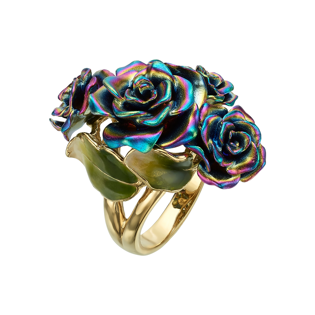 Multicolor Floral Ring with Enamel Finish - Monarchy - 4