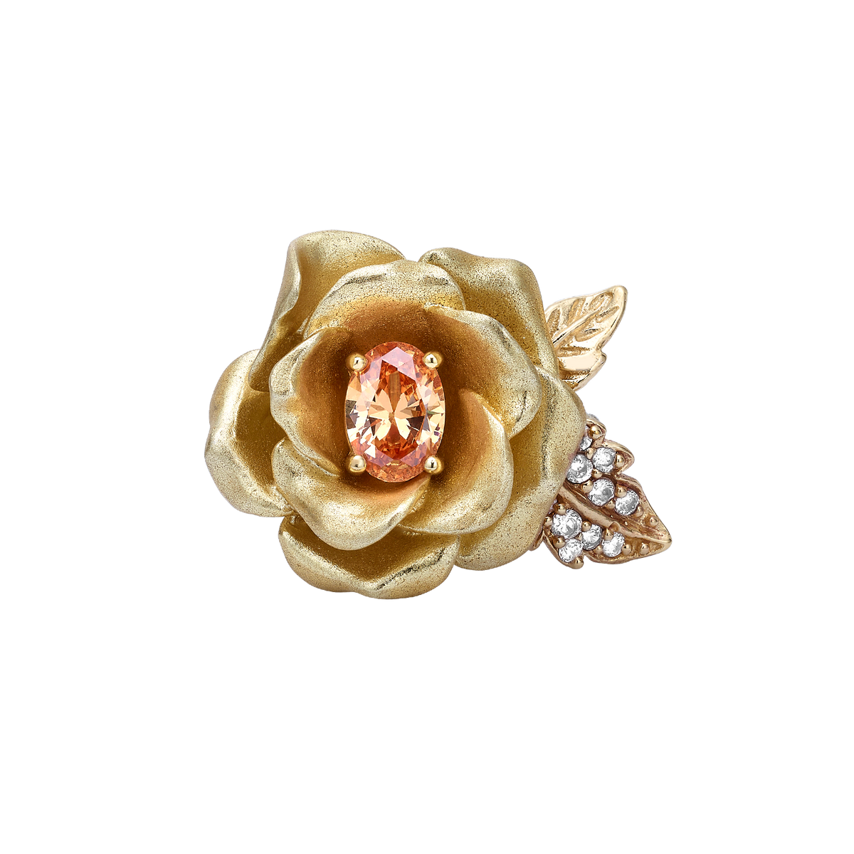Flower Ring with Clear CZ Stone & Enamel Finish - Monarchy - 5