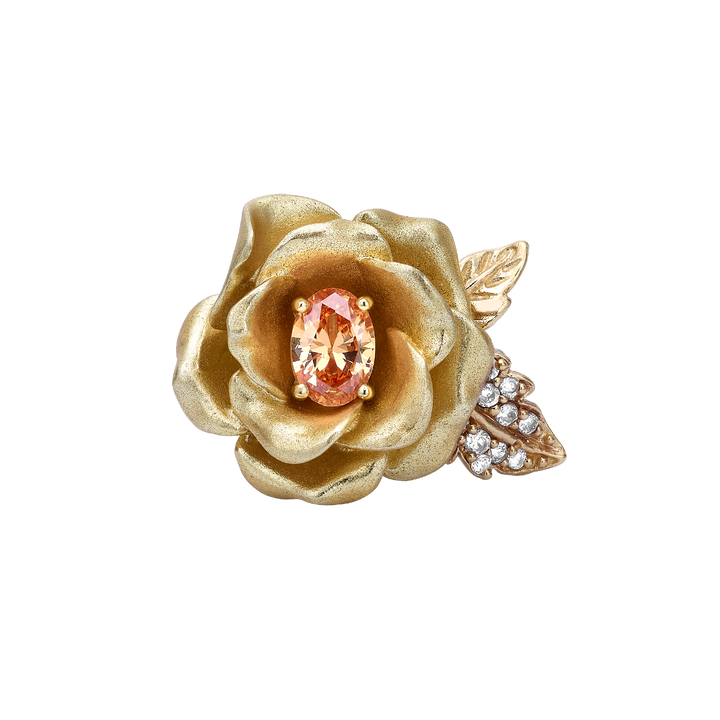 Flower Ring with Clear CZ Stone &amp; Enamel Finish - Monarchy - 5