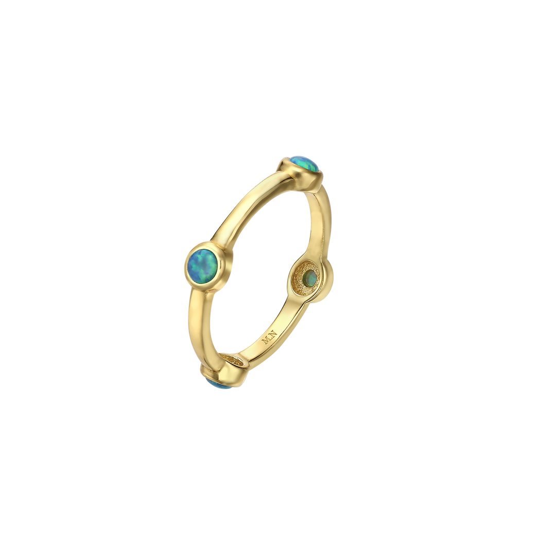 Set of 5 18K/24K Gold Plated Rings with Synthetic Opal - Mare - 13