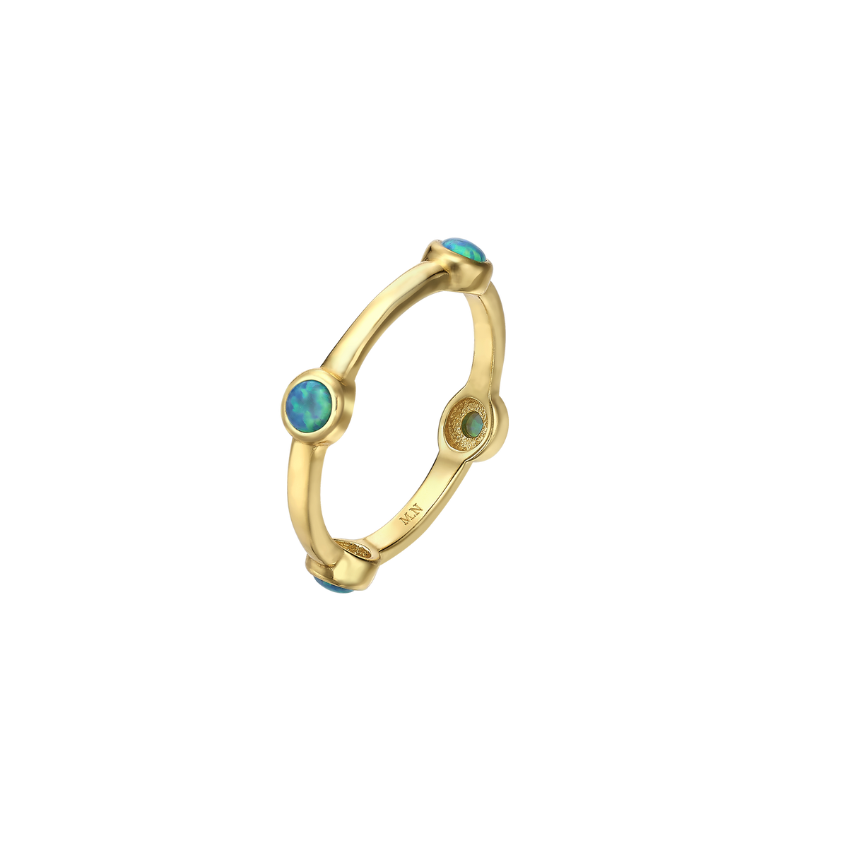 Set of 5 18K/24K Gold Plated Rings with Synthetic Opal - Mare - 13