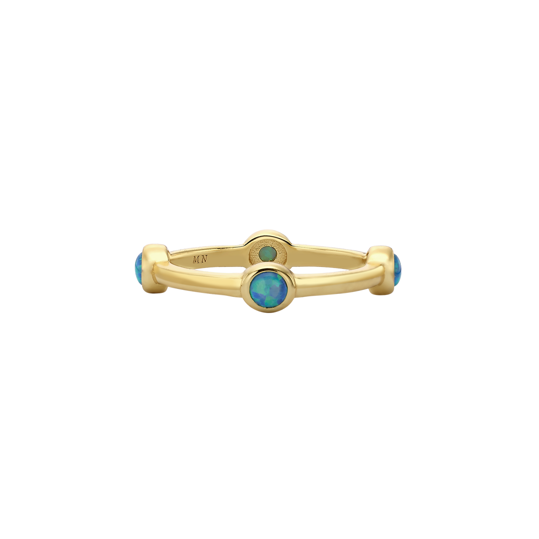 Set of 5 18K/24K Gold Plated Rings with Synthetic Opal - Mare - 7