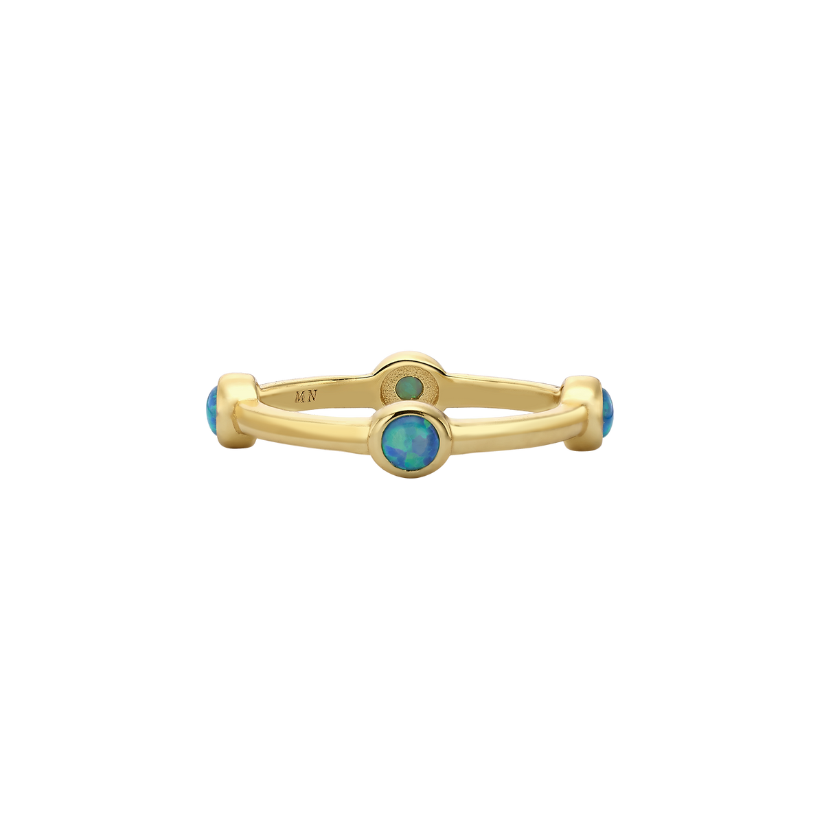 Set of 5 18K/24K Gold Plated Rings with Synthetic Opal - Mare - 7