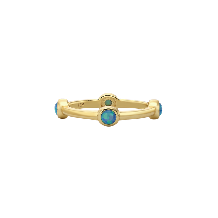Set of 5 18K/24K Gold Plated Rings with Synthetic Opal - Mare - 7