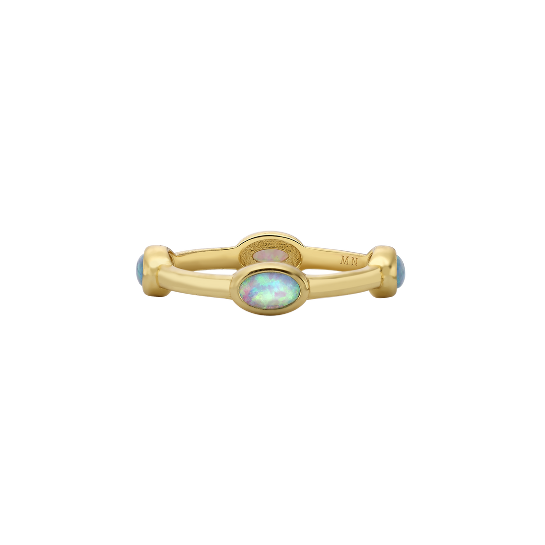 Set of 5 18K\24K gold-plated rings with synthetic opal stones Mare 