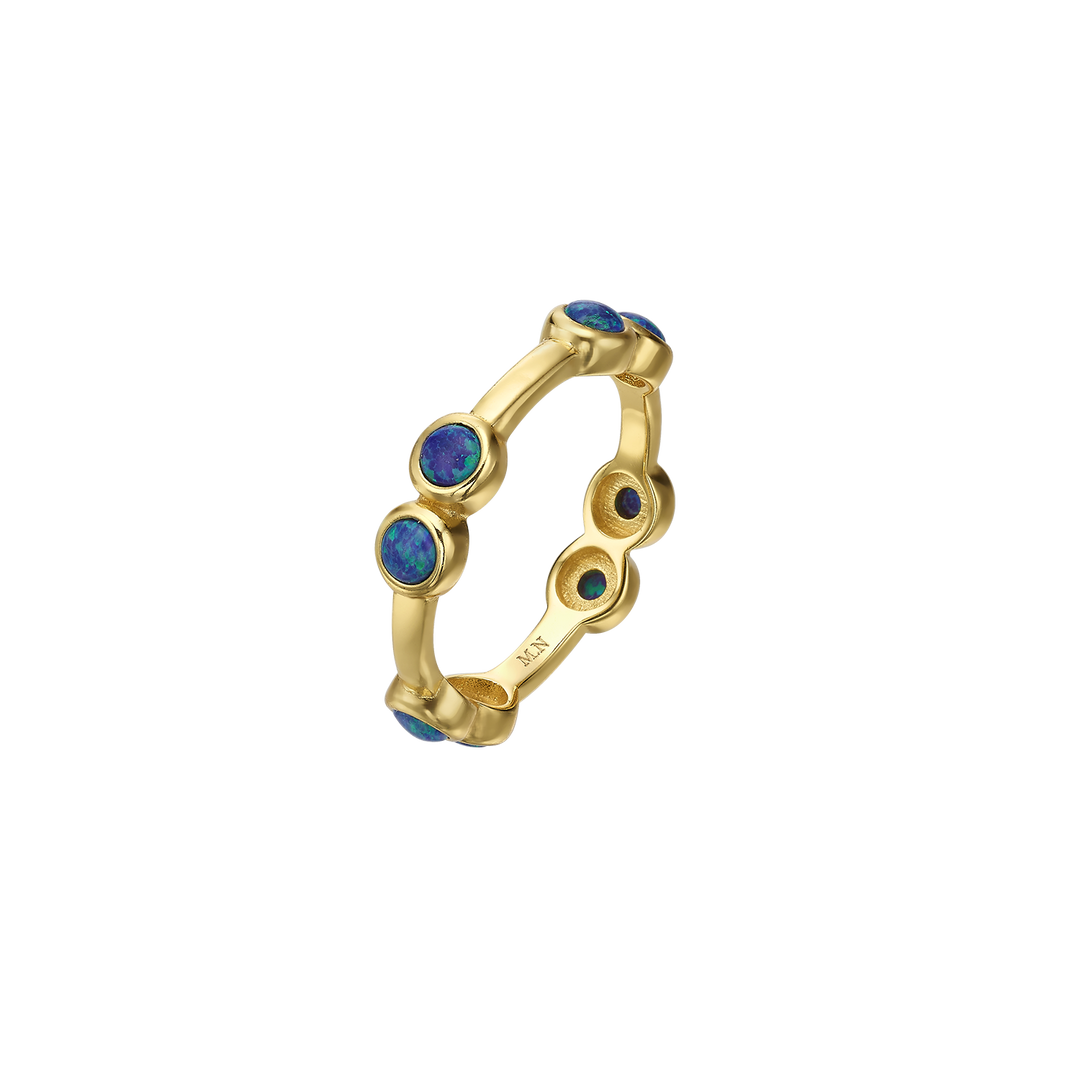 Set of 5 18K/24K Gold Plated Rings with Synthetic Opal - Mare - 10