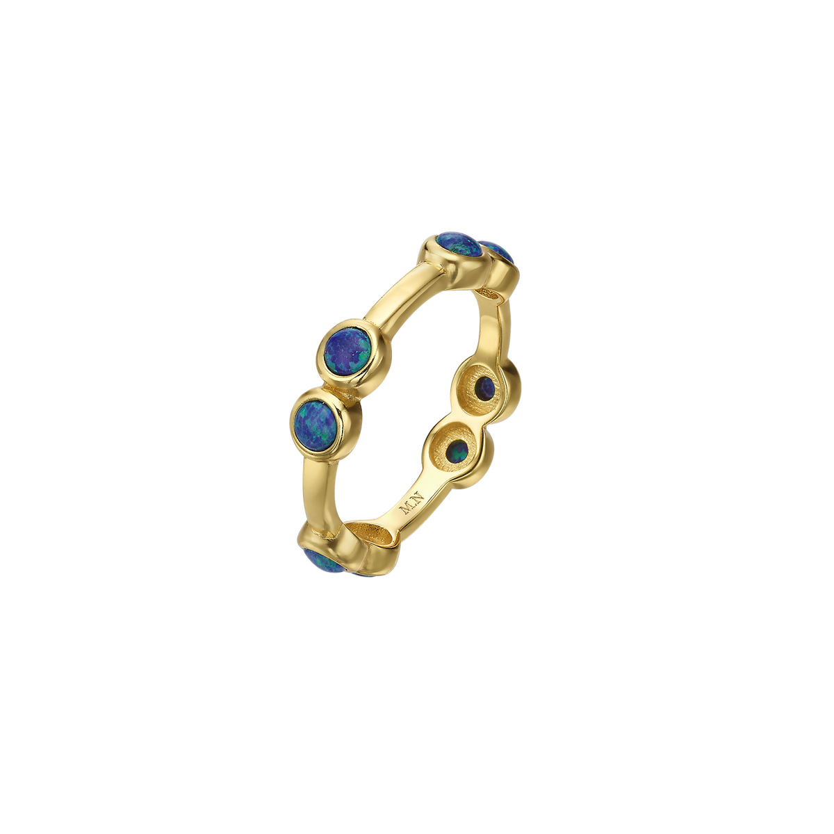 Set of 5 18K/24K Gold Plated Rings with Synthetic Opal - Mare - 10