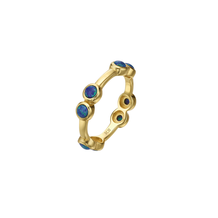 Set of 5 18K/24K Gold Plated Rings with Synthetic Opal - Mare - 10