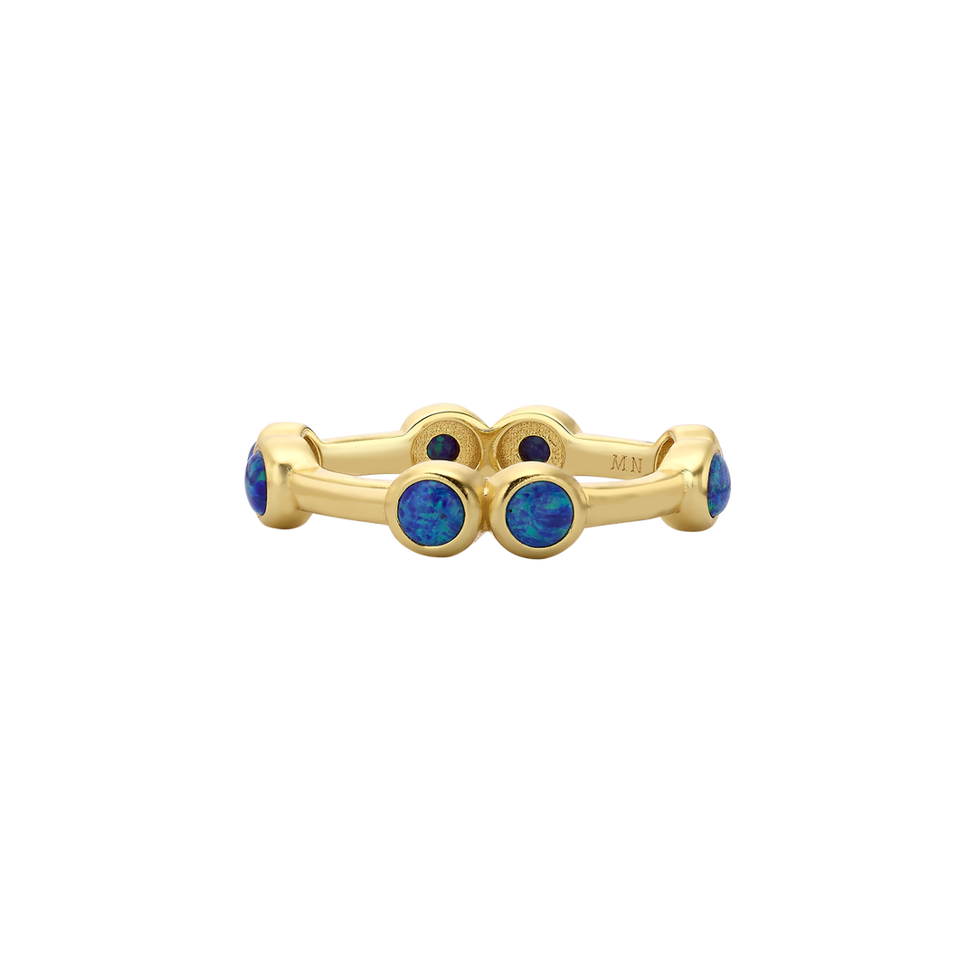 Set of 5 18K/24K Gold Plated Rings with Synthetic Opal - Mare - 11