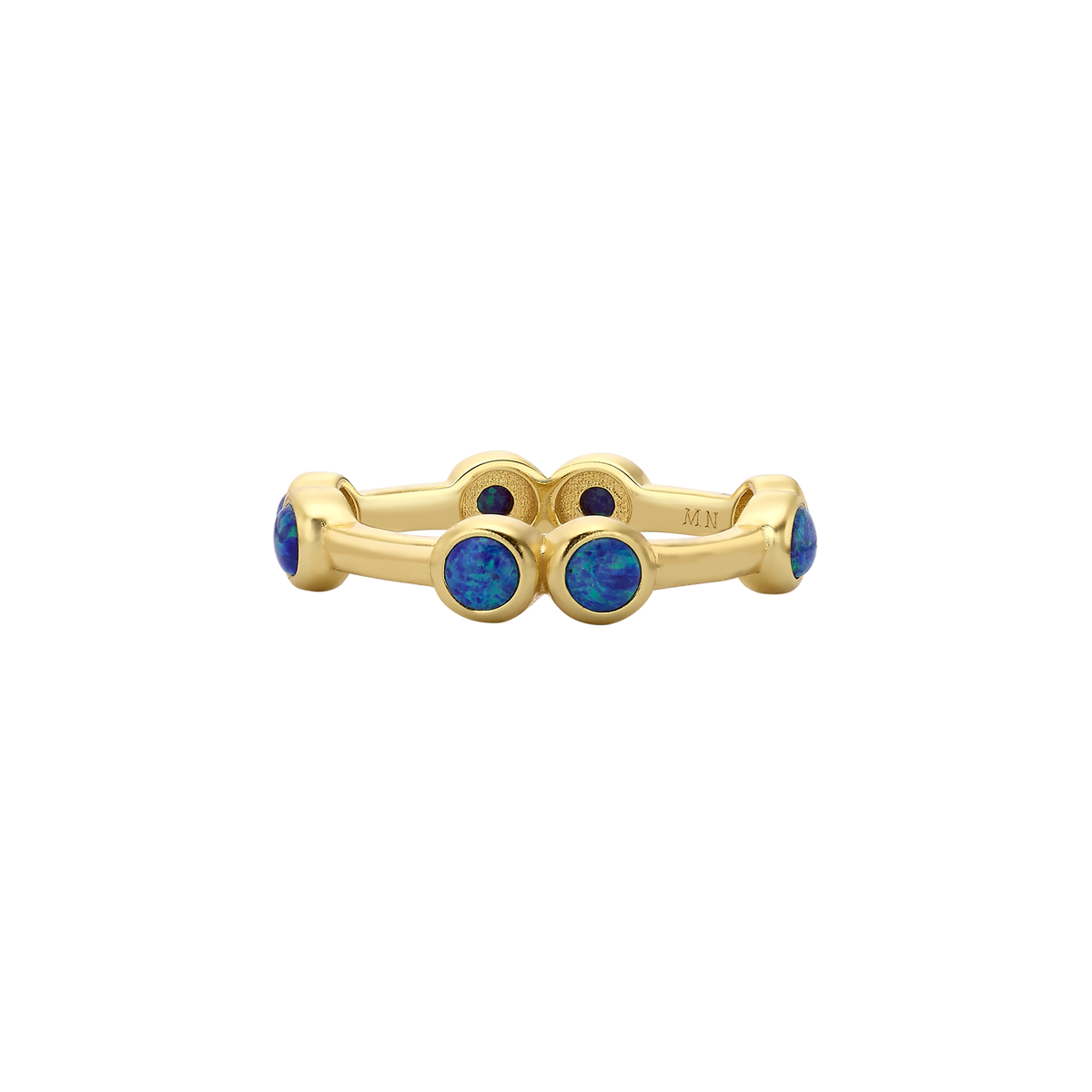 Set of 5 18K/24K Gold Plated Rings with Synthetic Opal - Mare - 11