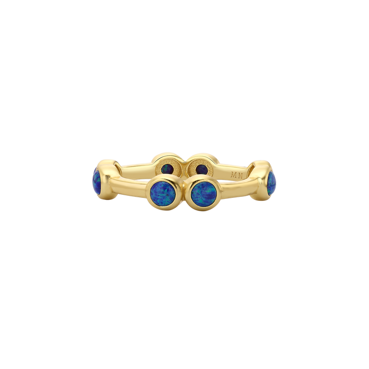 Set of 5 18K/24K Gold Plated Rings with Synthetic Opal - Mare - 11