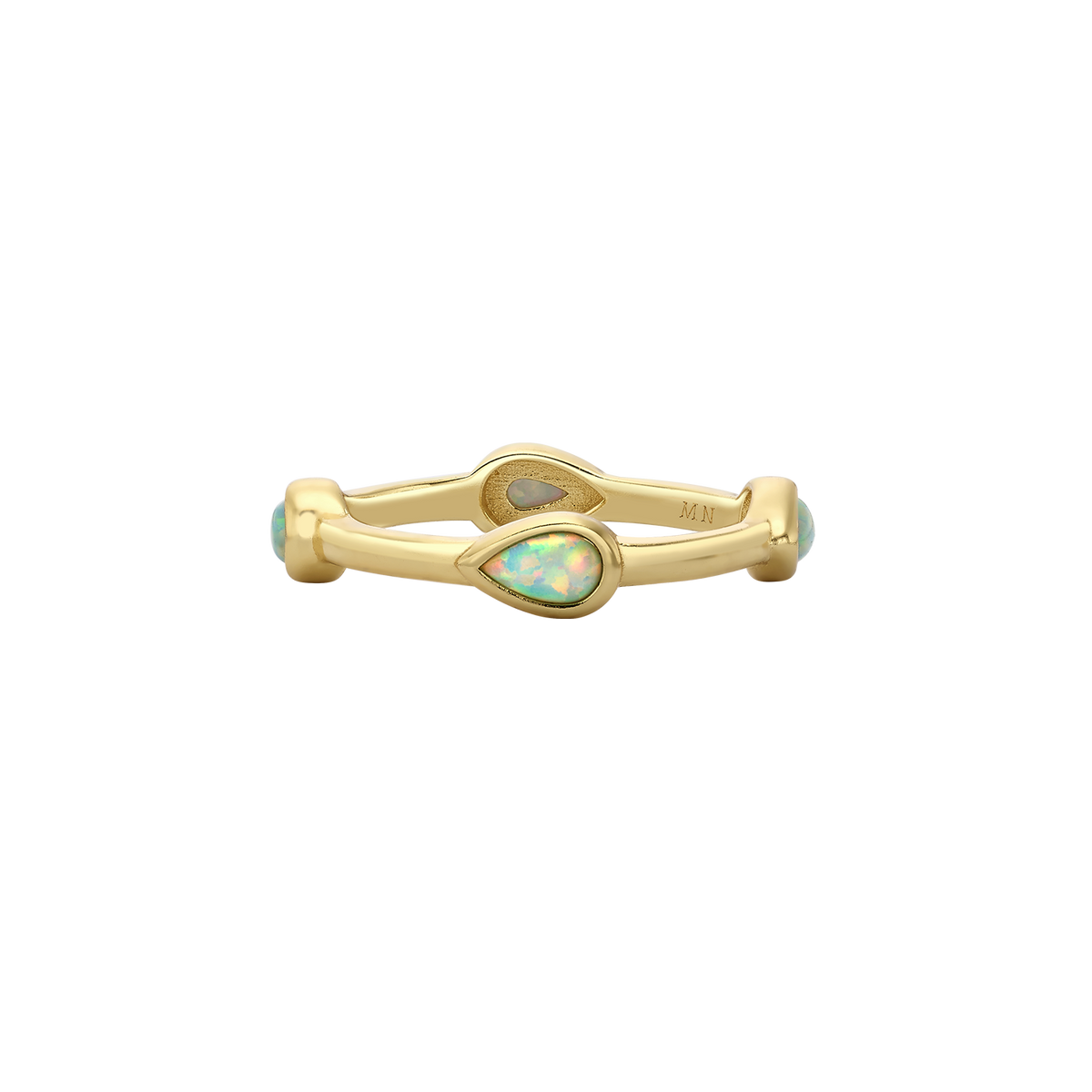 Set of 5 18K/24K Gold Plated Rings with Synthetic Opal - Mare - 5
