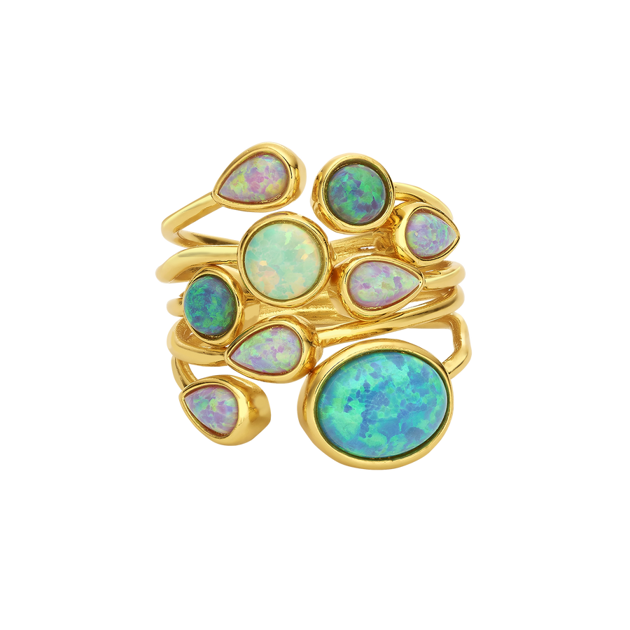 24K Gold Plated Ring with Mixed Synthetic Opal - Mare