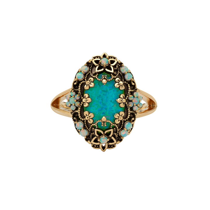 18K Gold Plated Ring with Synthetic Opal M Heritage