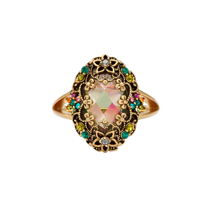 18K gold-plated ring with colorful zircons M Heritage