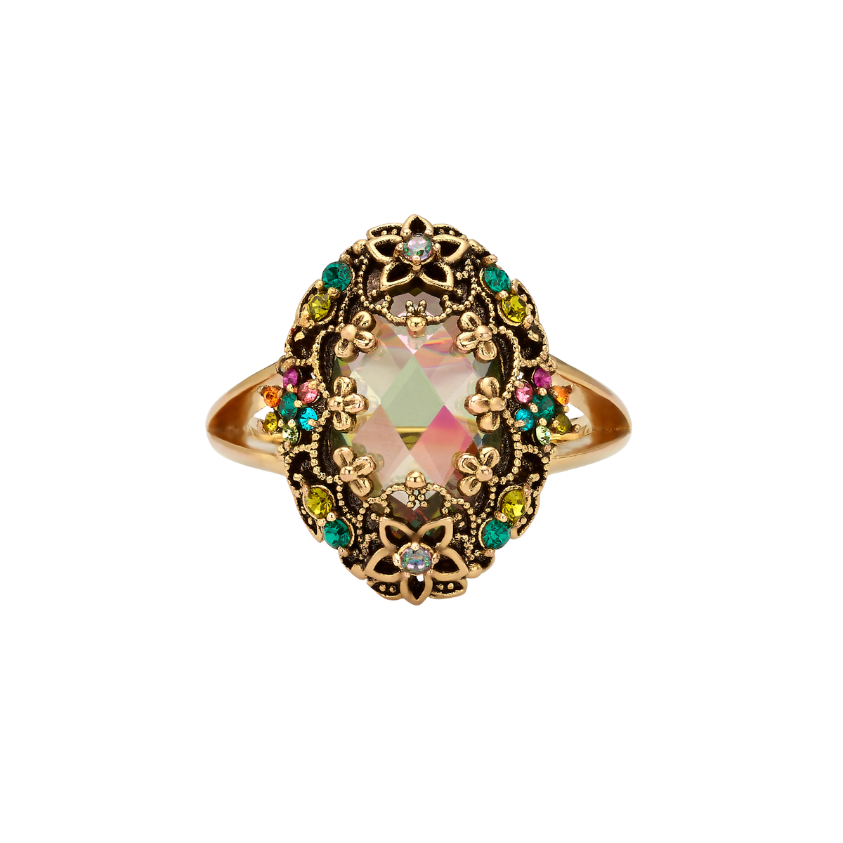 18K Gold Plated Ring with Colorful Zirconia M - Heritage - 3
