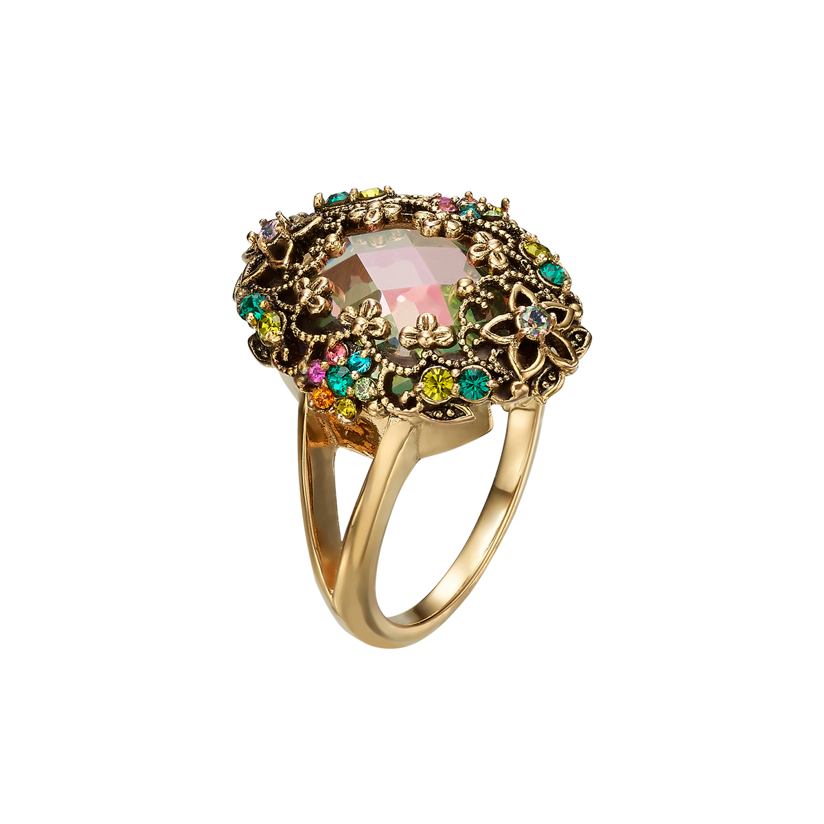 18K Gold Plated Ring with Colorful Zirconia M - Heritage