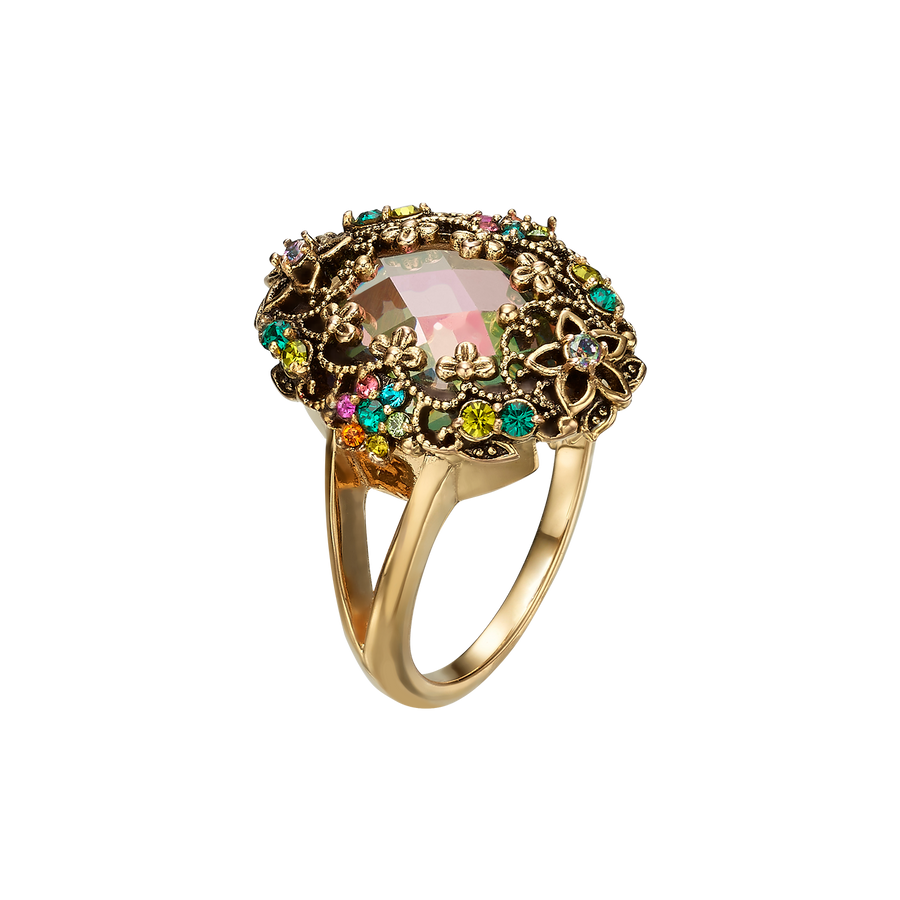 18K Gold Plated Ring with Colorful Zirconia M - Heritage