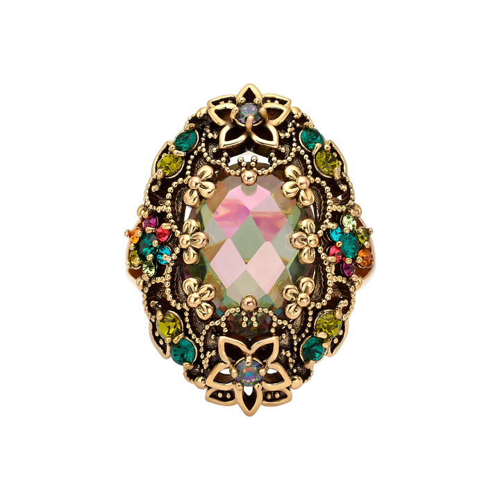 18K Gold Plated Ring with Colorful Zirconia L - Heritage - 3