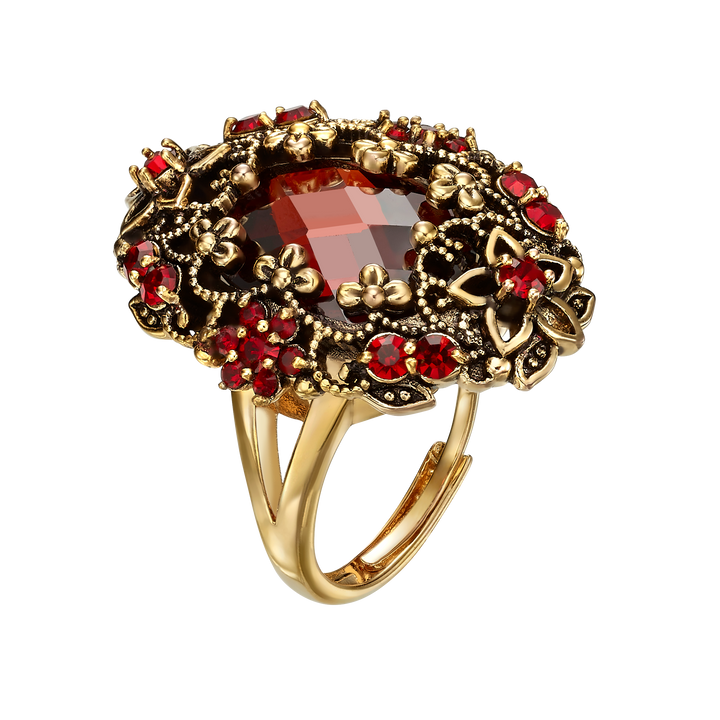 18K gold-plated ring with red zircons L Heritage