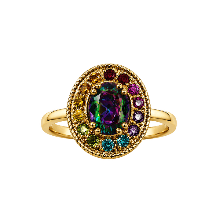 18K Gold Plated Ring with Multicolor Crystal - Nobel